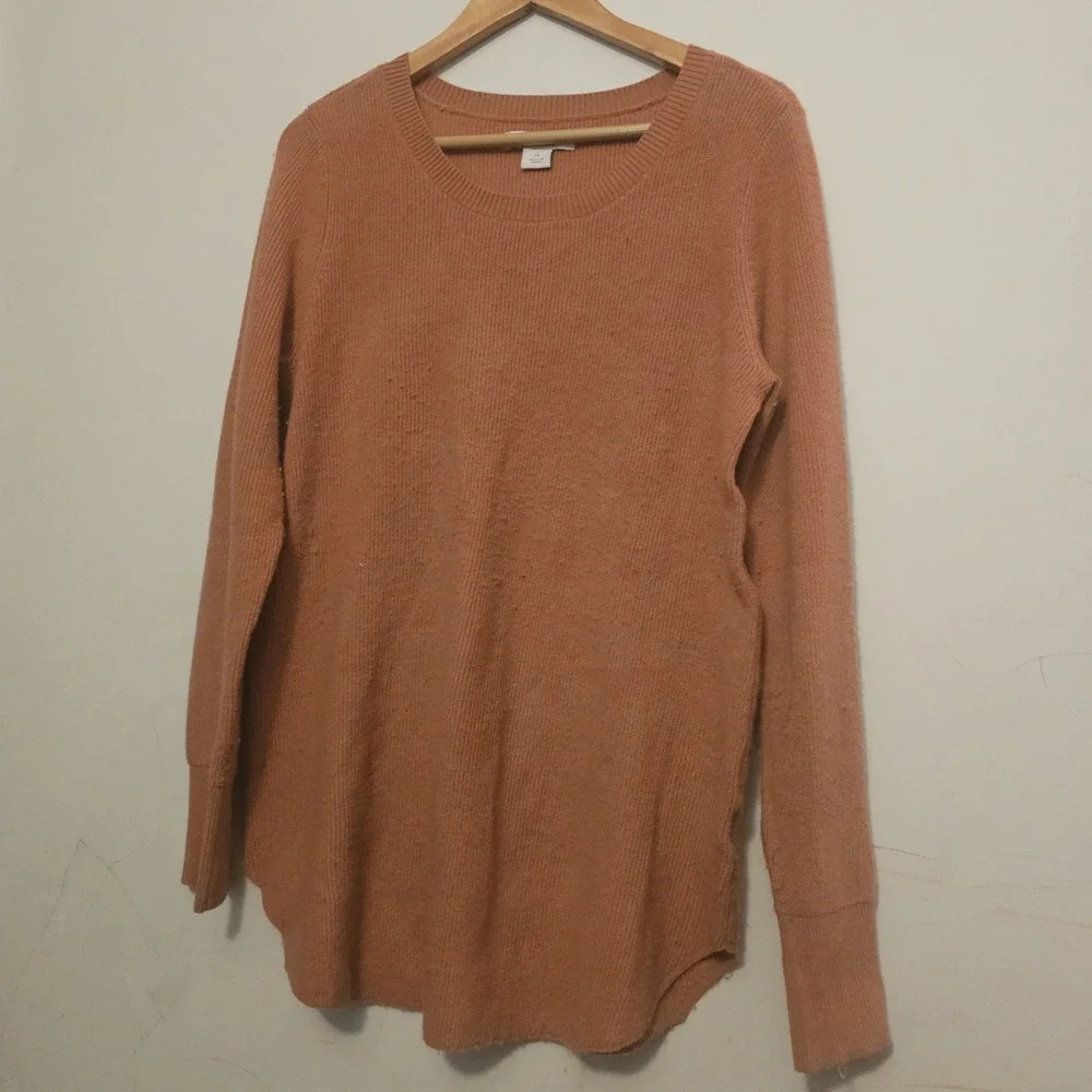 Natural Reflections‎ Tunic Sweater Womens Size M Rust Long Sleeve Rounded Hem